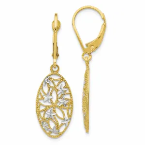10kt Yellow Gold D.C Leverback Dangle Earrings