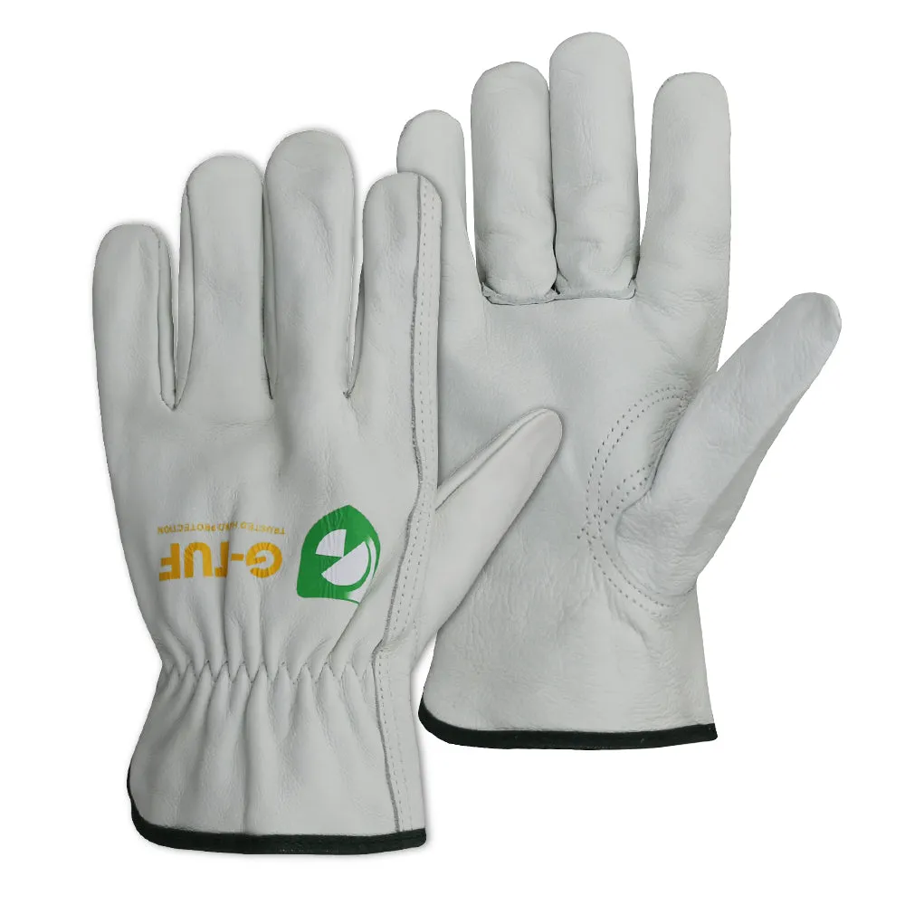 (12 pair pack) Premium Full Grain Thin Cut Cow Leather Work Gloves - Simple Grey