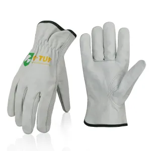 (12 pair pack) Premium Full Grain Thin Cut Cow Leather Work Gloves - Simple Grey