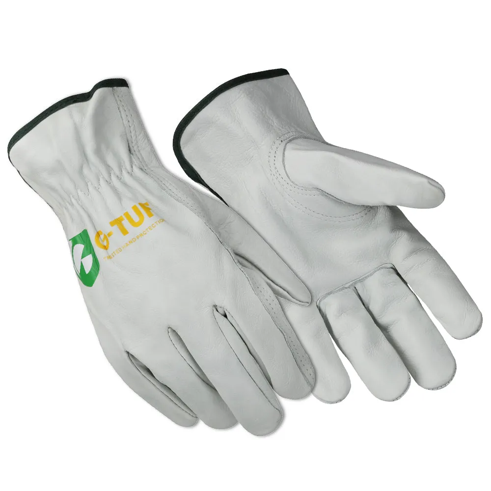 (12 pair pack) Premium Full Grain Thin Cut Cow Leather Work Gloves - Simple Grey