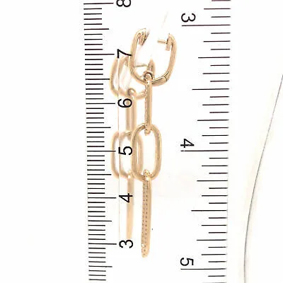14K Diamond Link Drop Earring Yellow Gold