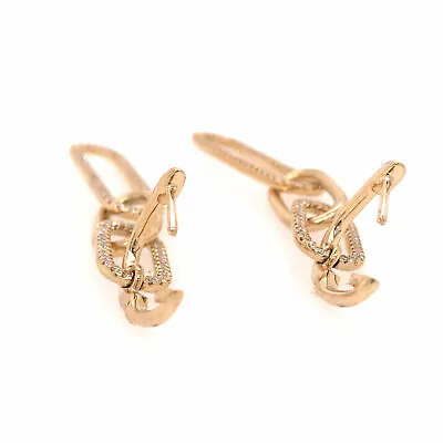 14K Diamond Link Drop Earring Yellow Gold