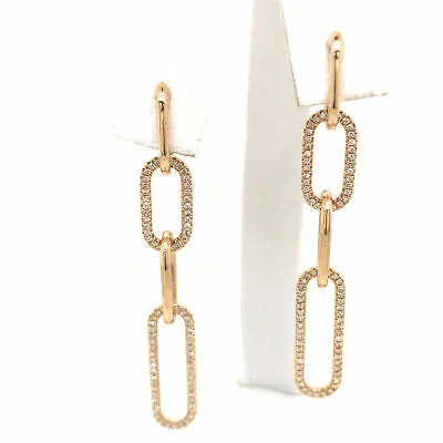 14K Diamond Link Drop Earring Yellow Gold