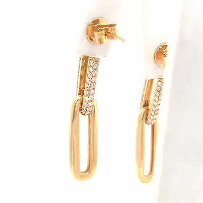 14K Diamond Link Drop Earrings Yellow Gold