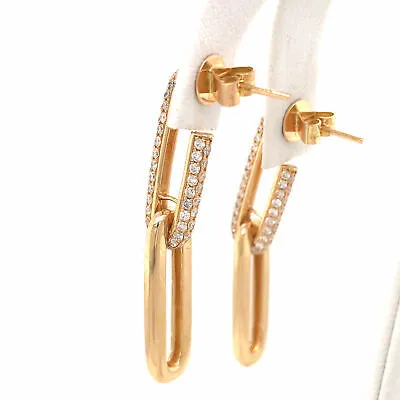 14K Diamond Link Drop Earrings Yellow Gold