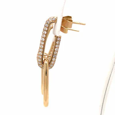 14K Diamond Link Drop Earrings Yellow Gold