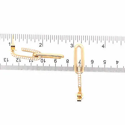 14K Diamond Link Drop Earrings Yellow Gold