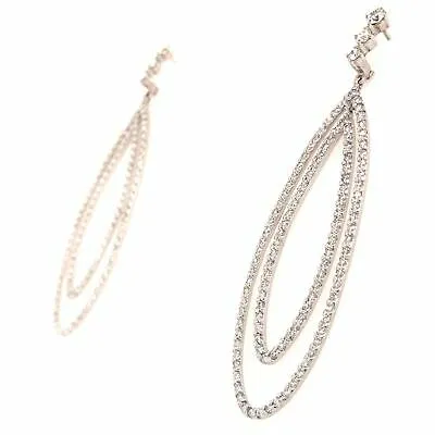 14K Geometric Diamond Drop Earrings White Gold