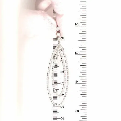 14K Geometric Diamond Drop Earrings White Gold