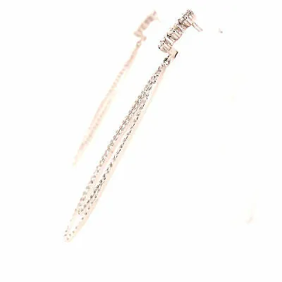 14K Geometric Diamond Drop Earrings White Gold