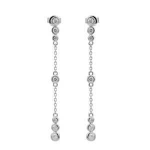 14k Gold Bezel Set Diamond Dangle Earrings