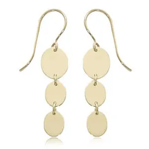 14K Yellow Gold Decending Oval Trio Dangle Earrings