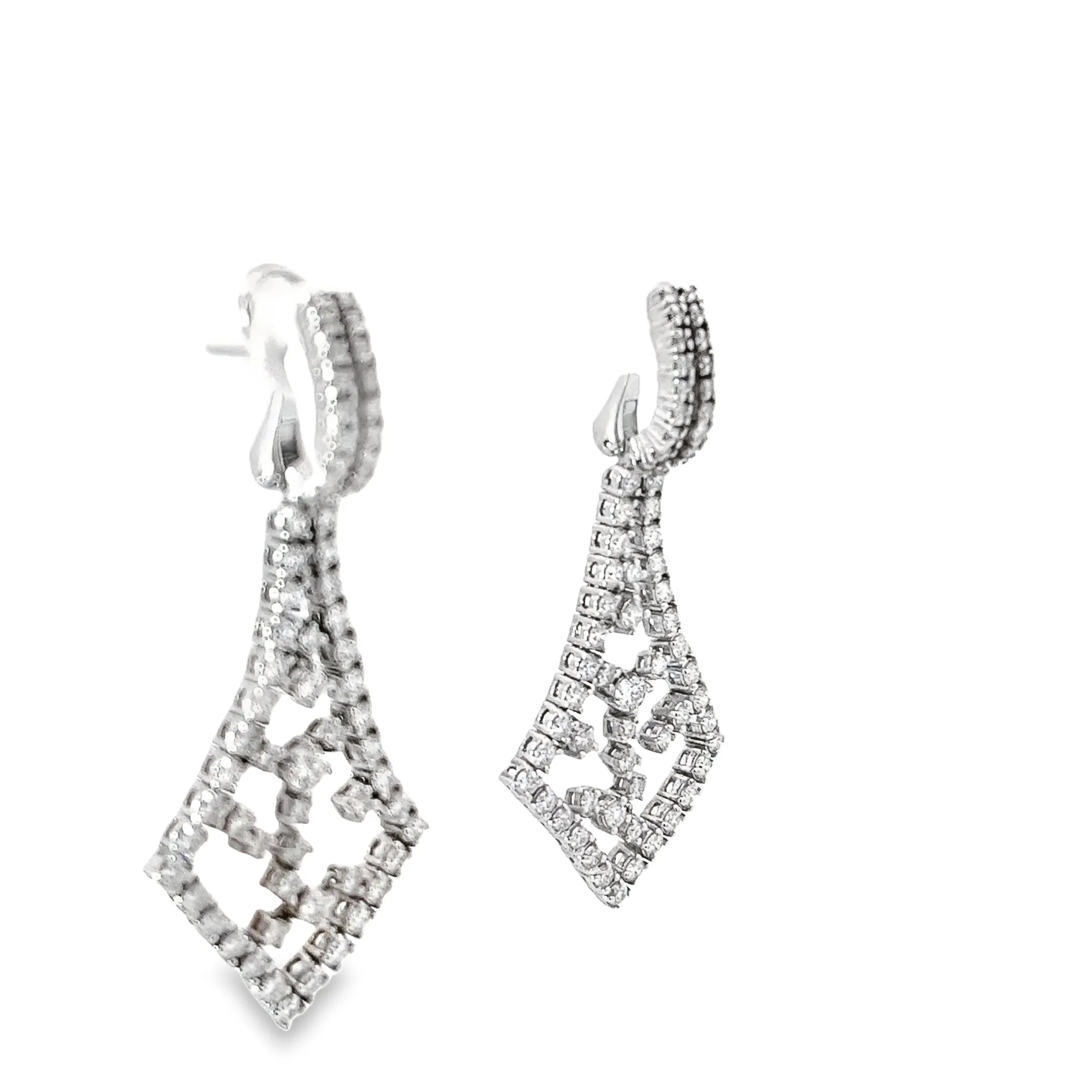 18k White Gold 3.55ct F VS2 Round Diamond Chandelier Earrings