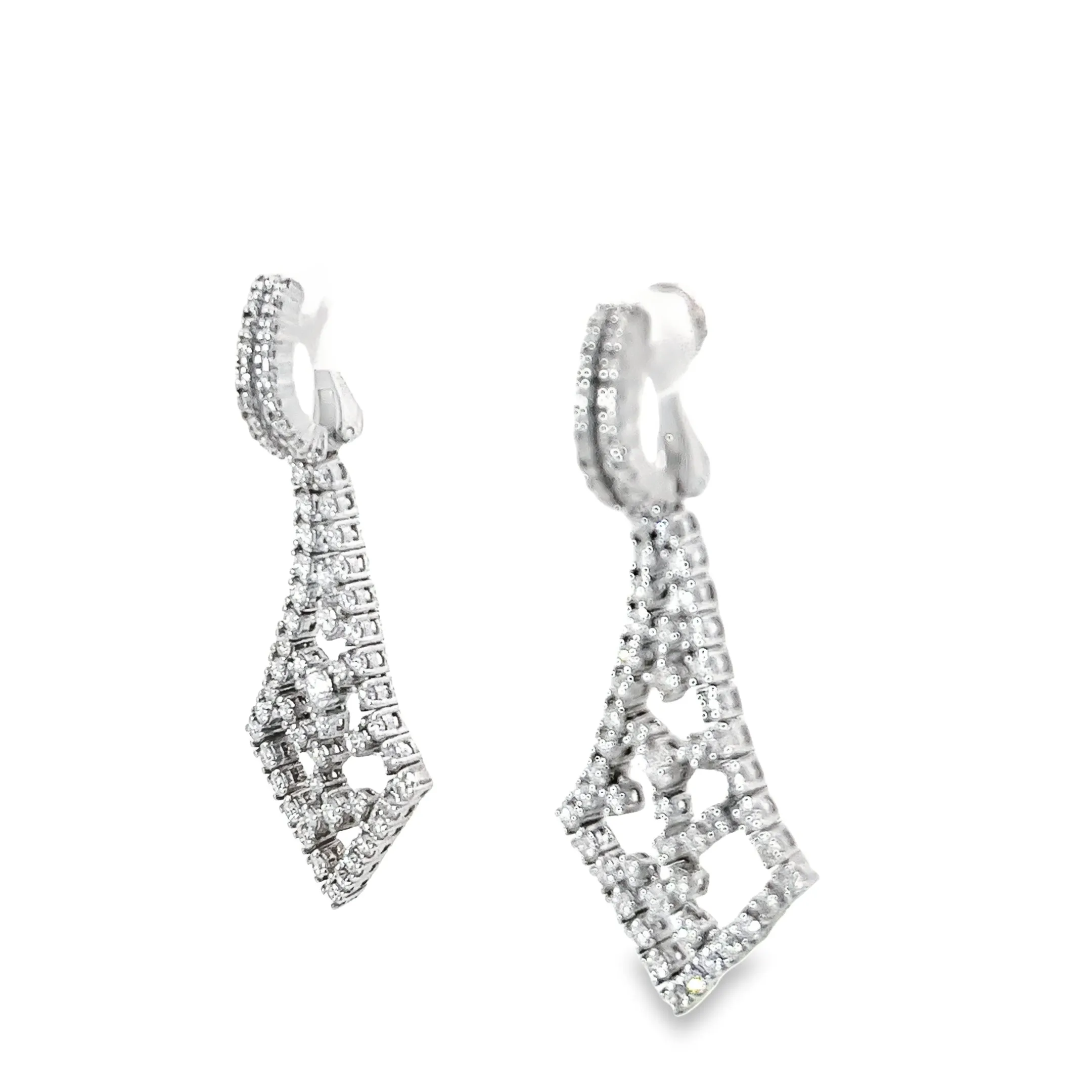 18k White Gold 3.55ct F VS2 Round Diamond Chandelier Earrings
