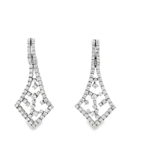 18k White Gold 3.55ct F VS2 Round Diamond Chandelier Earrings
