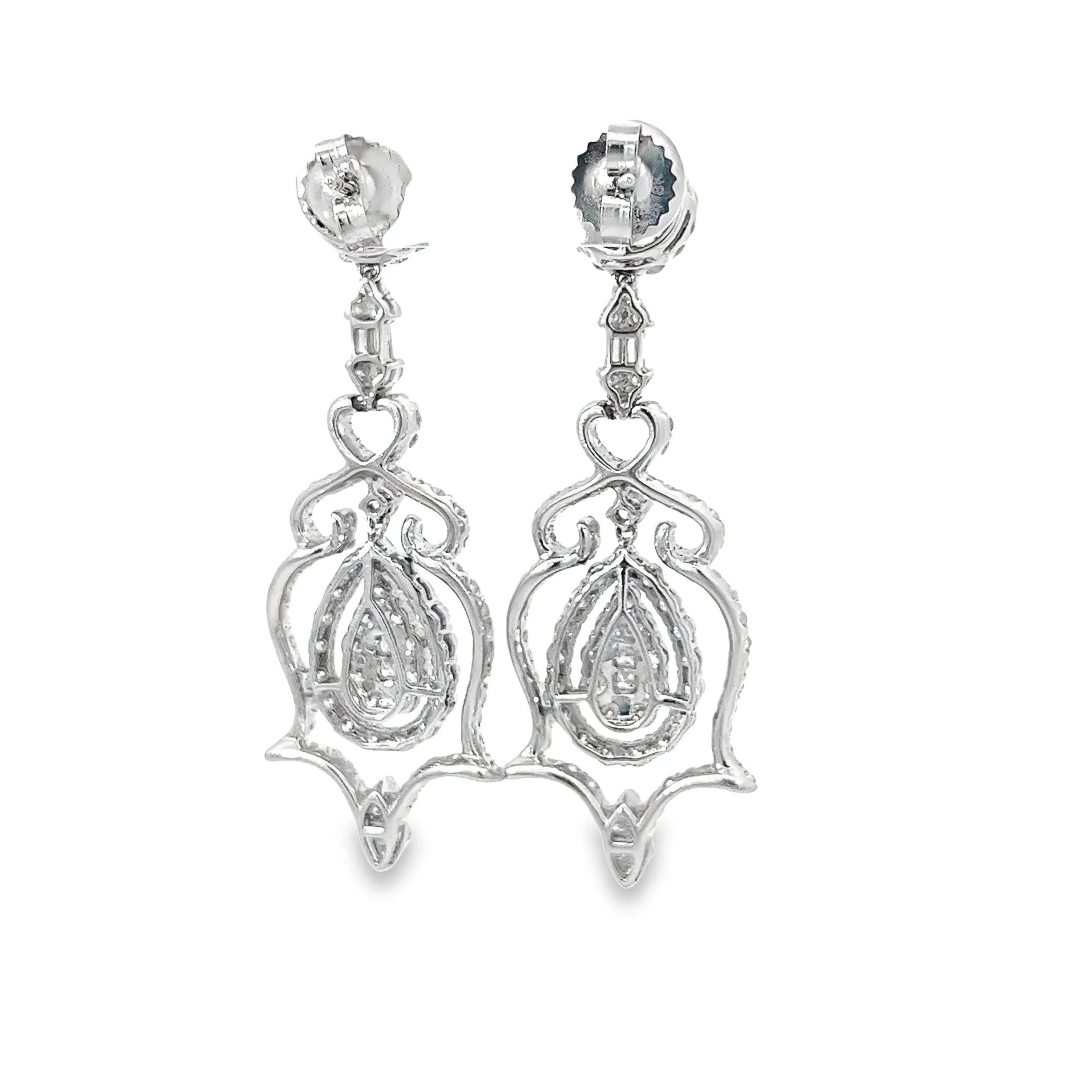 18k White Gold 6.00ct G SI1 Round Diamond Chandelier Earrings