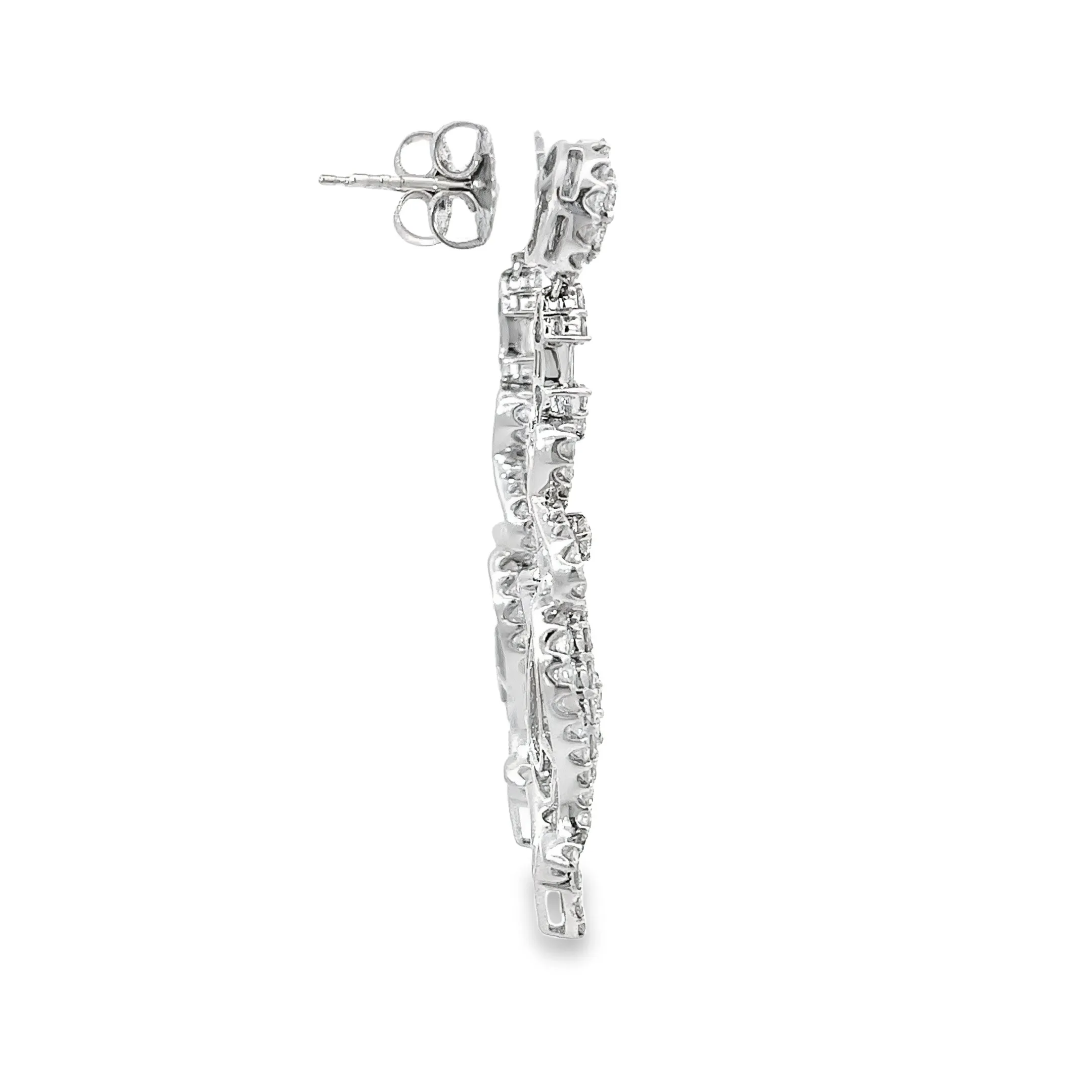 18k White Gold 6.00ct G SI1 Round Diamond Chandelier Earrings