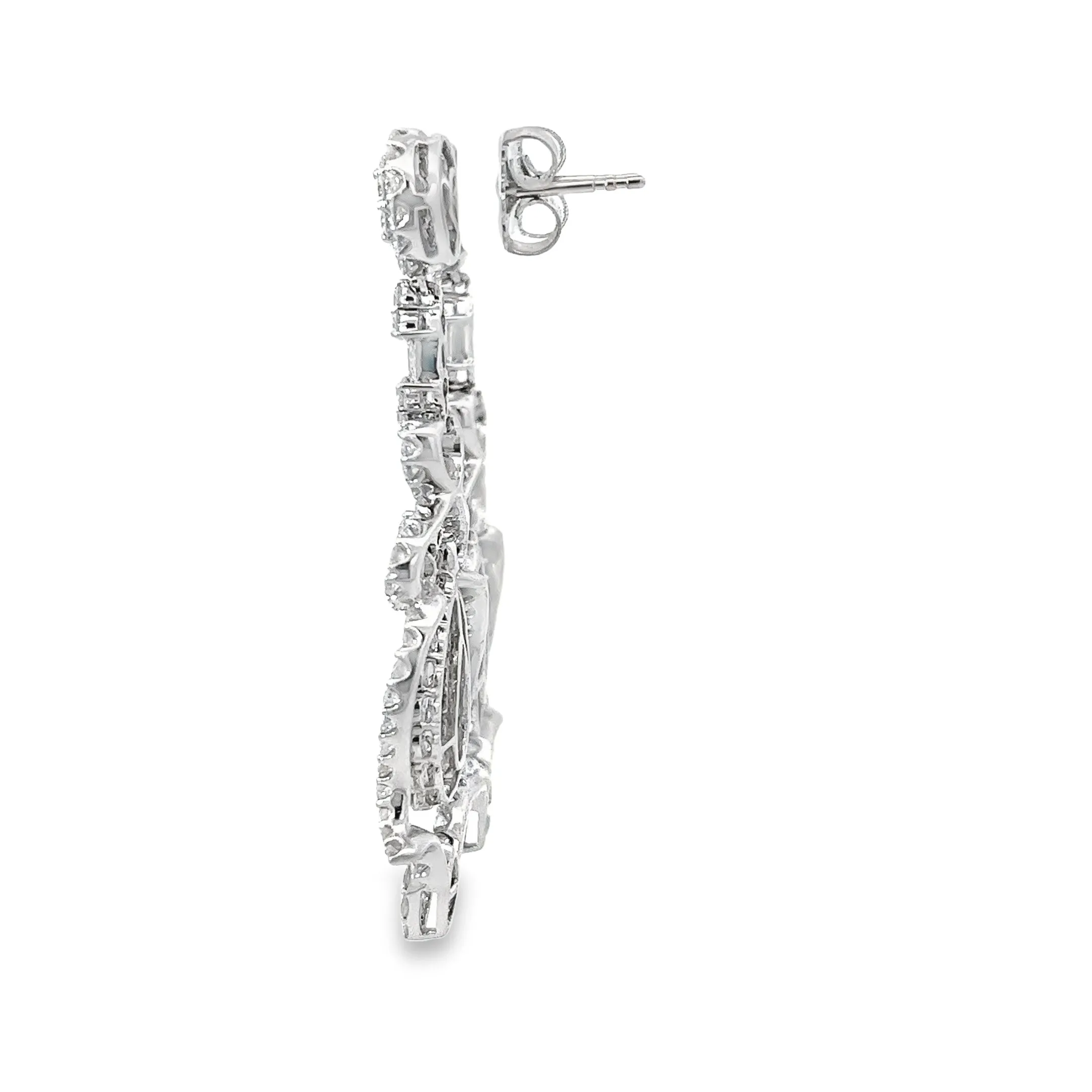 18k White Gold 6.00ct G SI1 Round Diamond Chandelier Earrings
