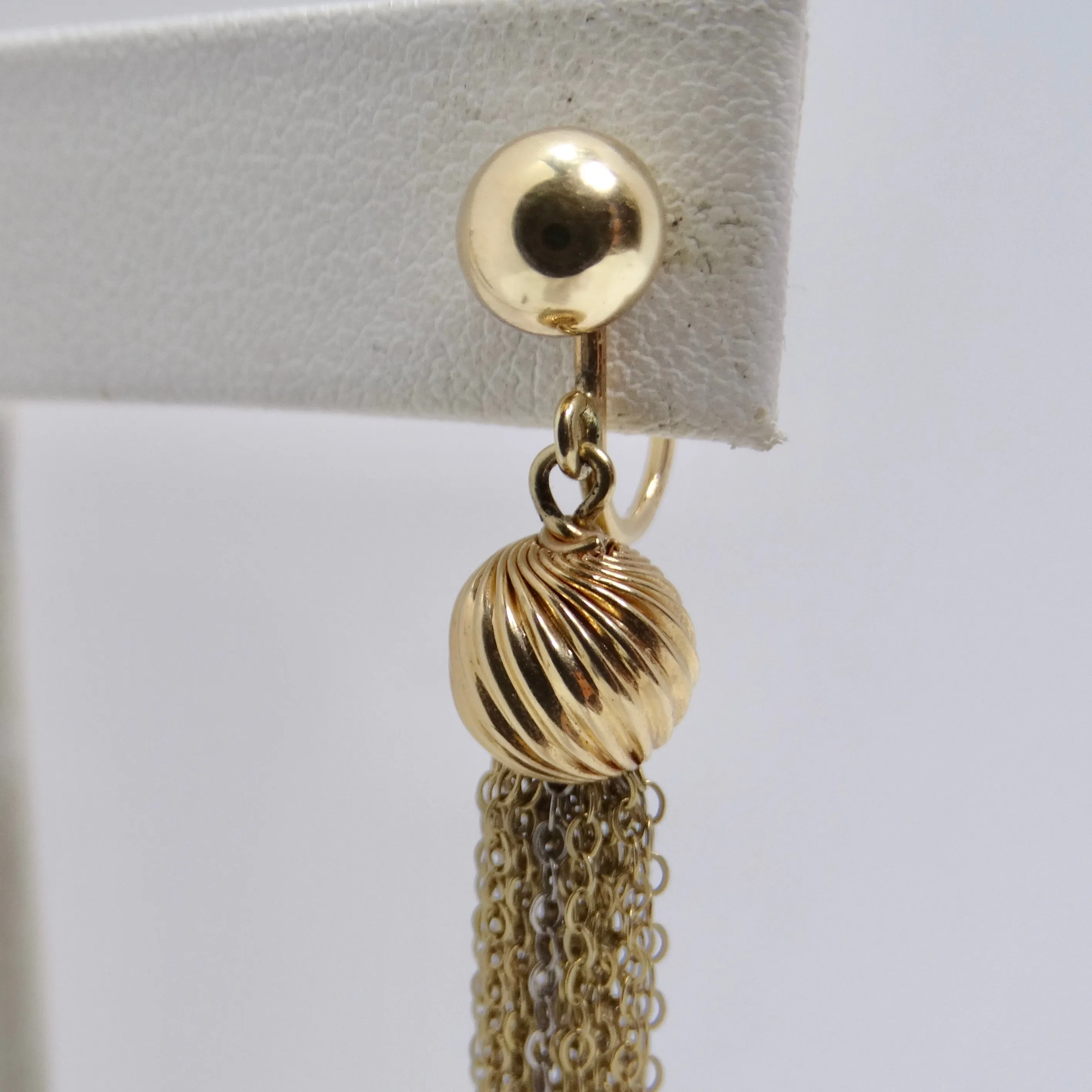 1970s Yellow & White 14K Gold Chandelier Earrings