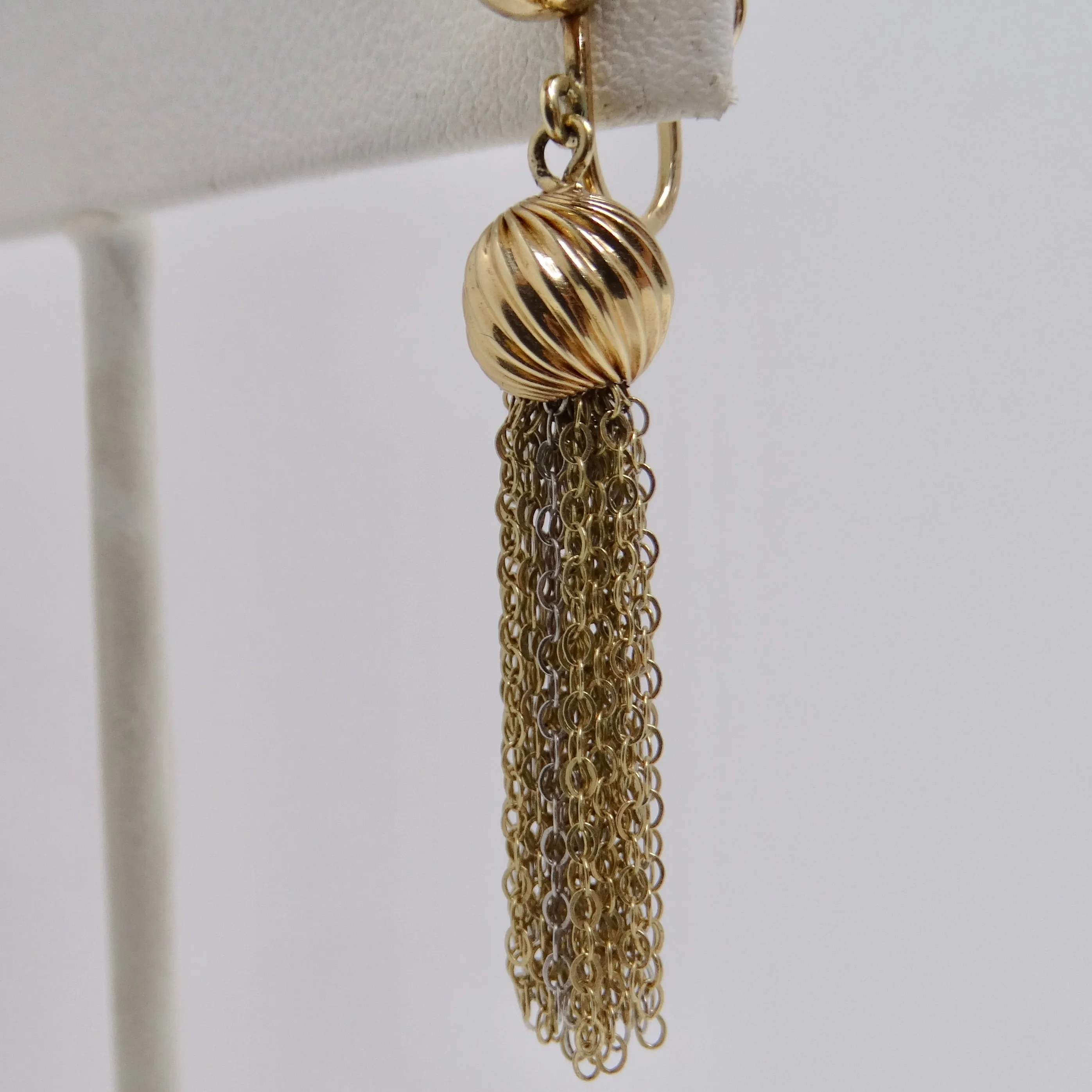 1970s Yellow & White 14K Gold Chandelier Earrings