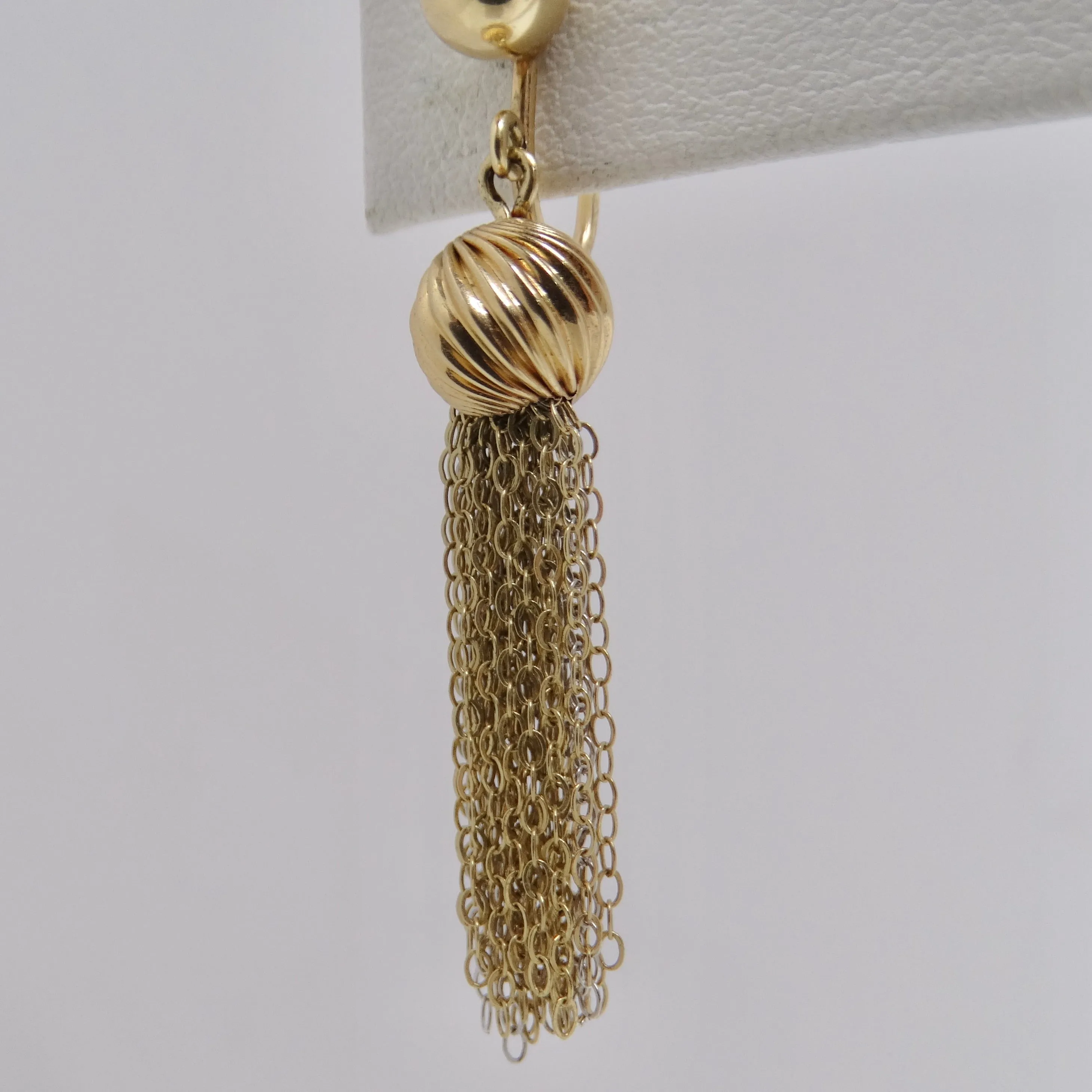1970s Yellow & White 14K Gold Chandelier Earrings