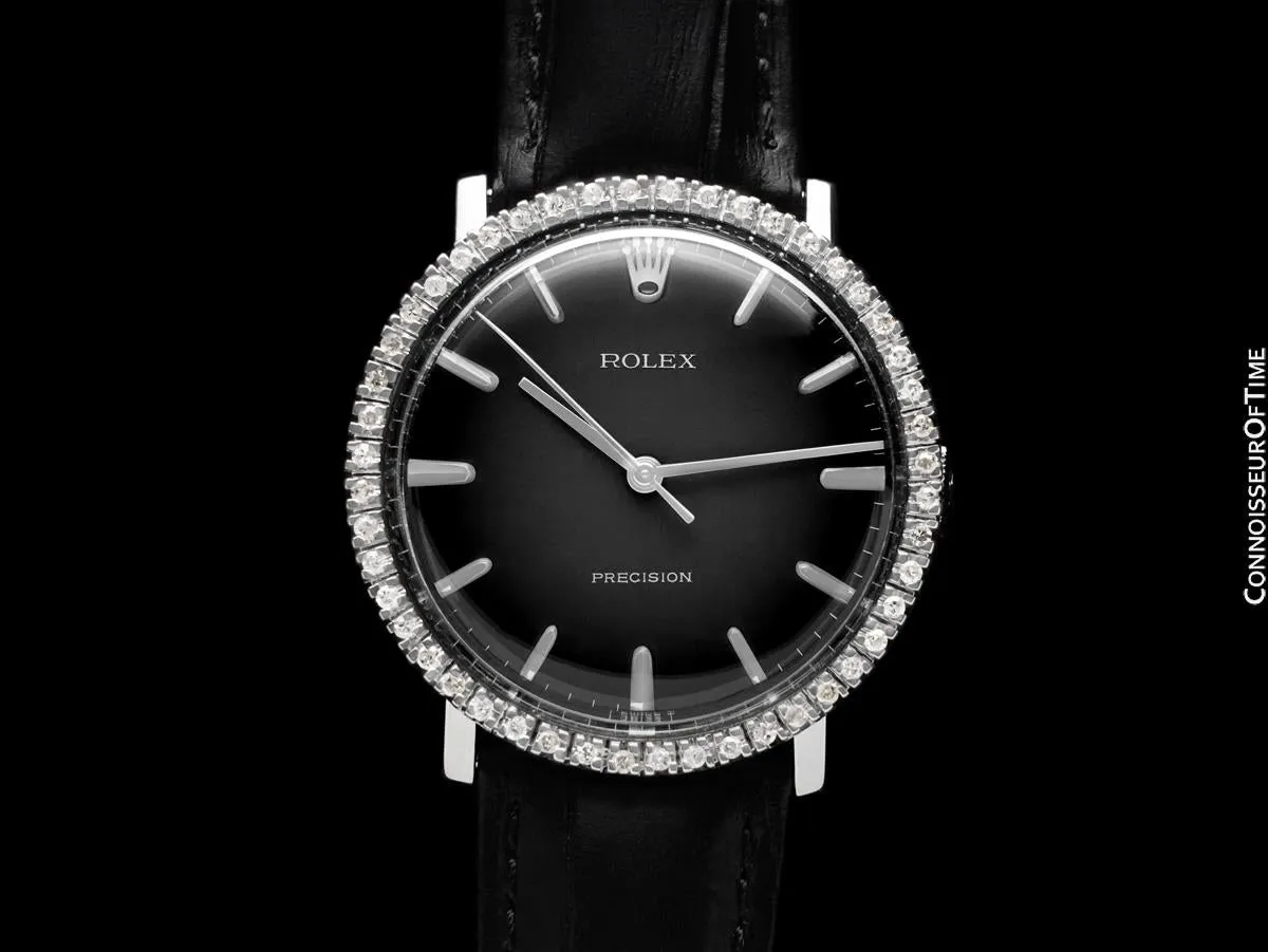 1974 Rolex Precision Vintage Large Mens Ref. 3411 Dress Watch - Stainless Steel & Diamonds