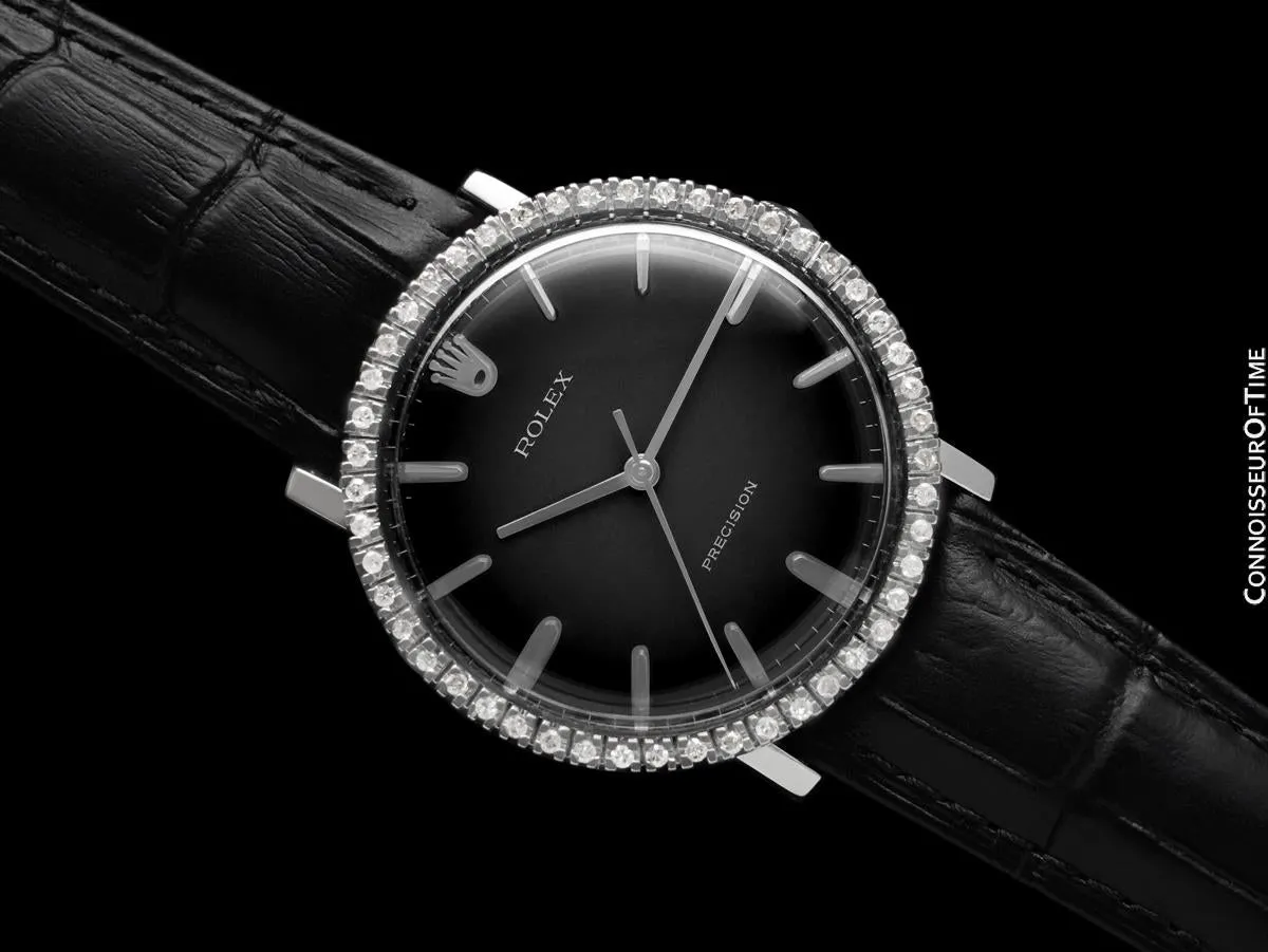 1974 Rolex Precision Vintage Large Mens Ref. 3411 Dress Watch - Stainless Steel & Diamonds