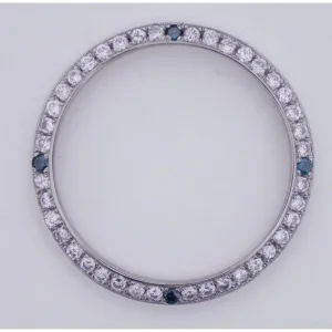 2 Carats 34 Mm Custom Blue & White Mined Diamond Bezel To Fit Rolex Date All Watch Models