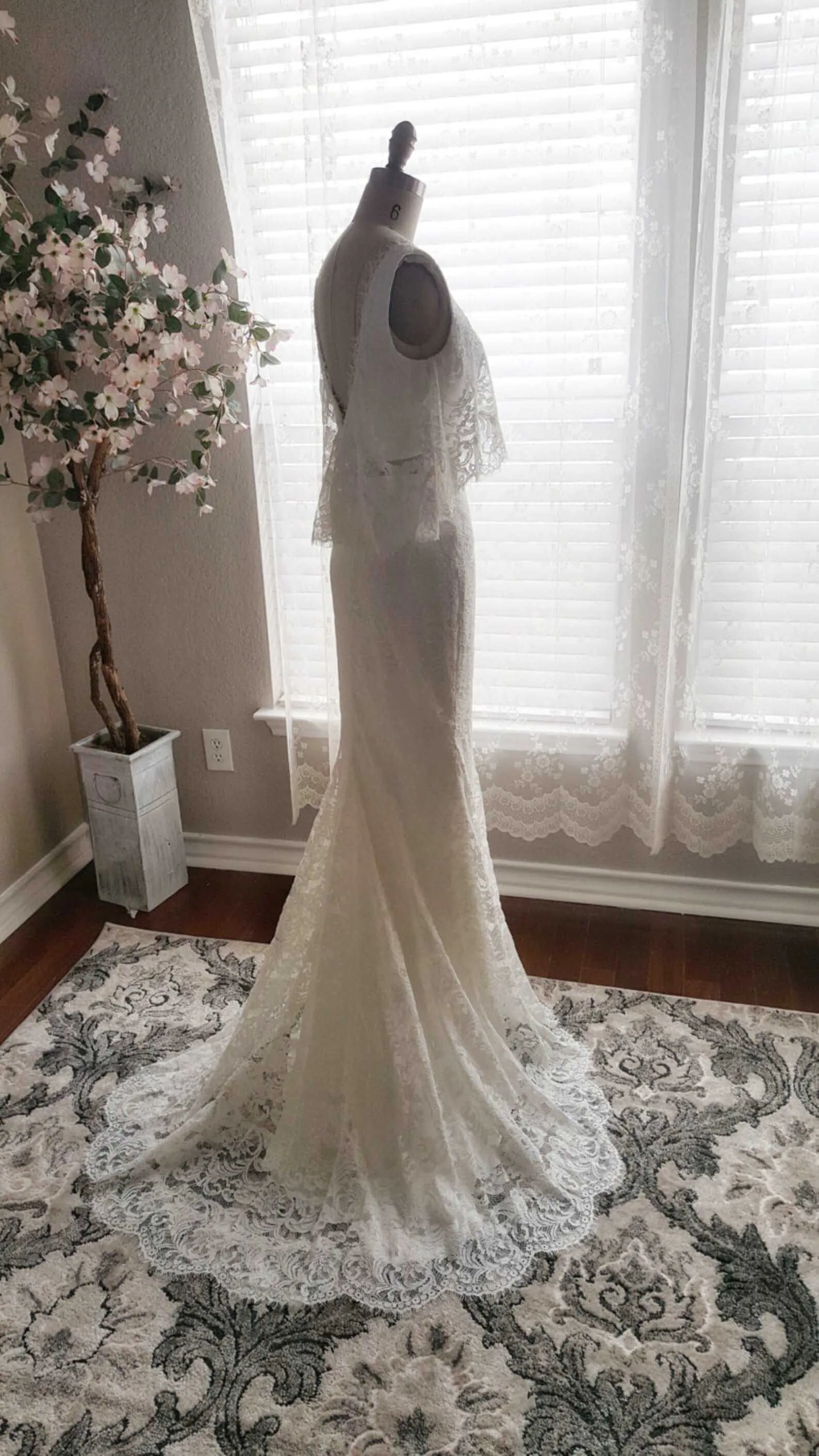 2 Piece Boho Style Lace Fit & Flare Wedding Dress | Hadley