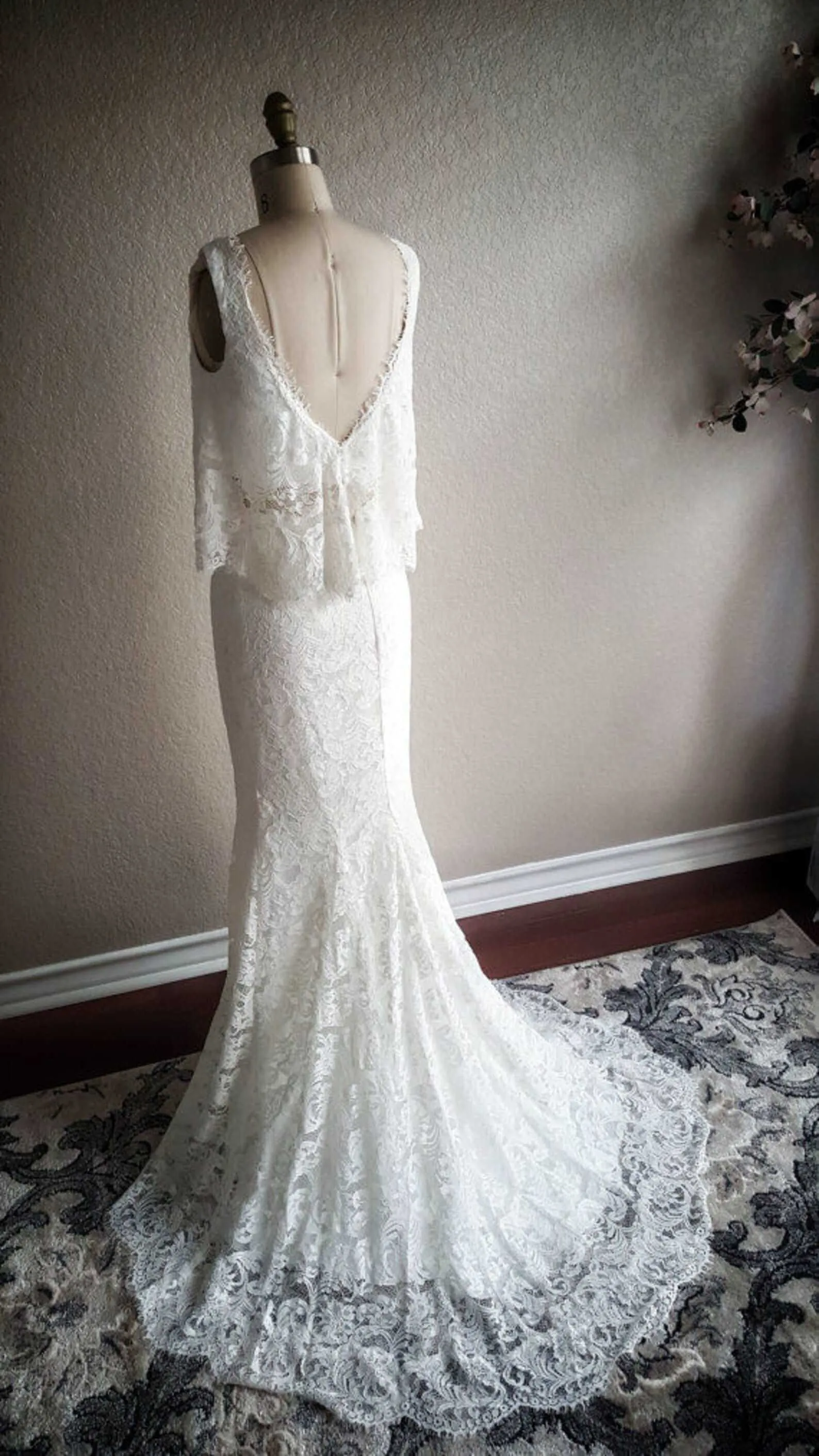 2 Piece Boho Style Lace Fit & Flare Wedding Dress | Hadley