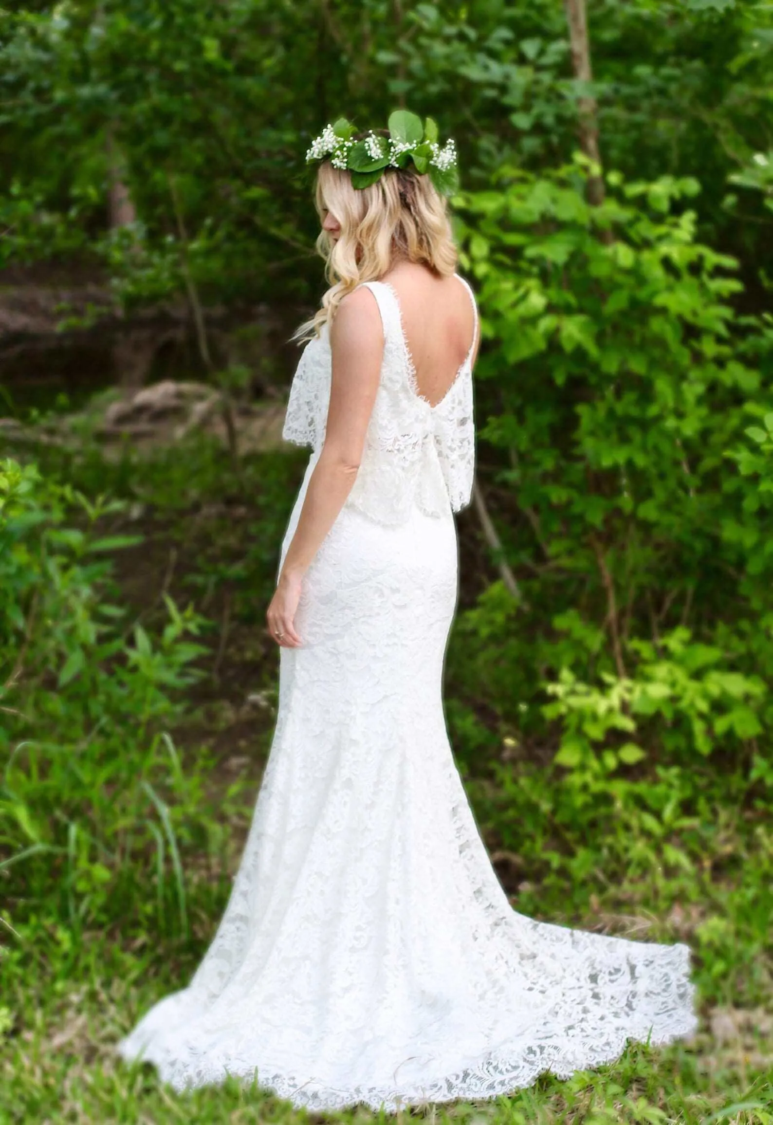 2 Piece Boho Style Lace Fit & Flare Wedding Dress | Hadley