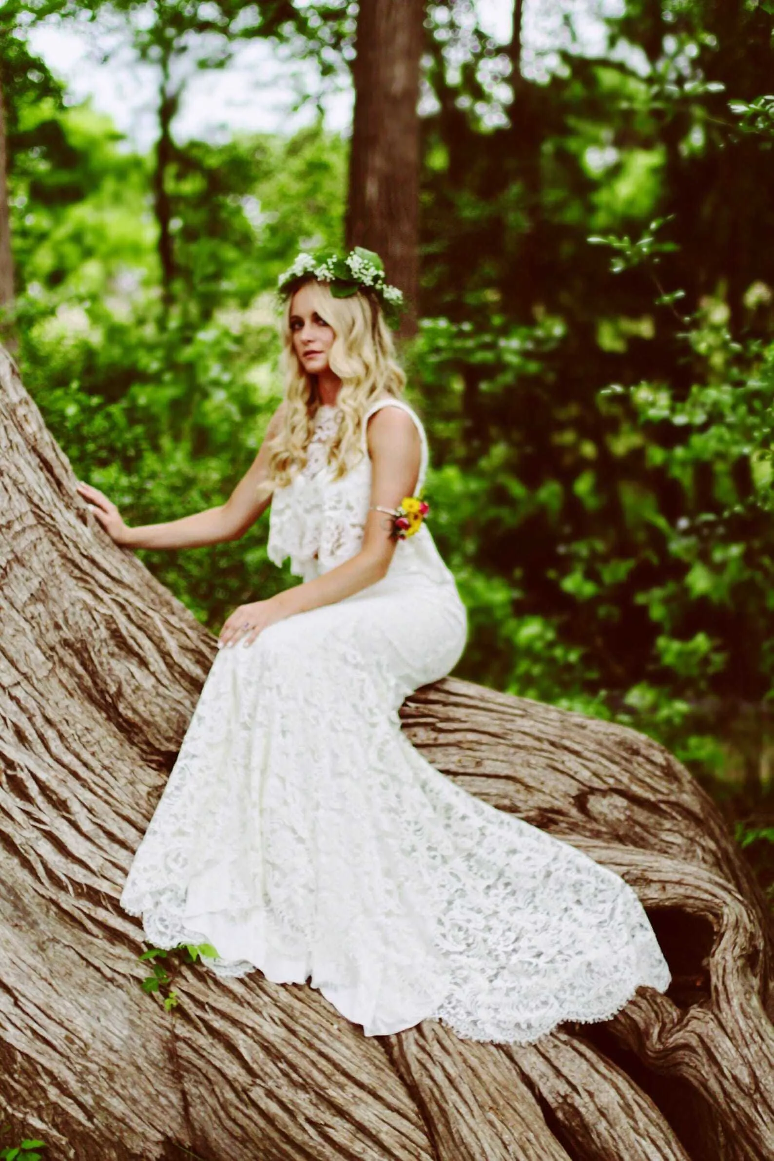 2 Piece Boho Style Lace Fit & Flare Wedding Dress | Hadley
