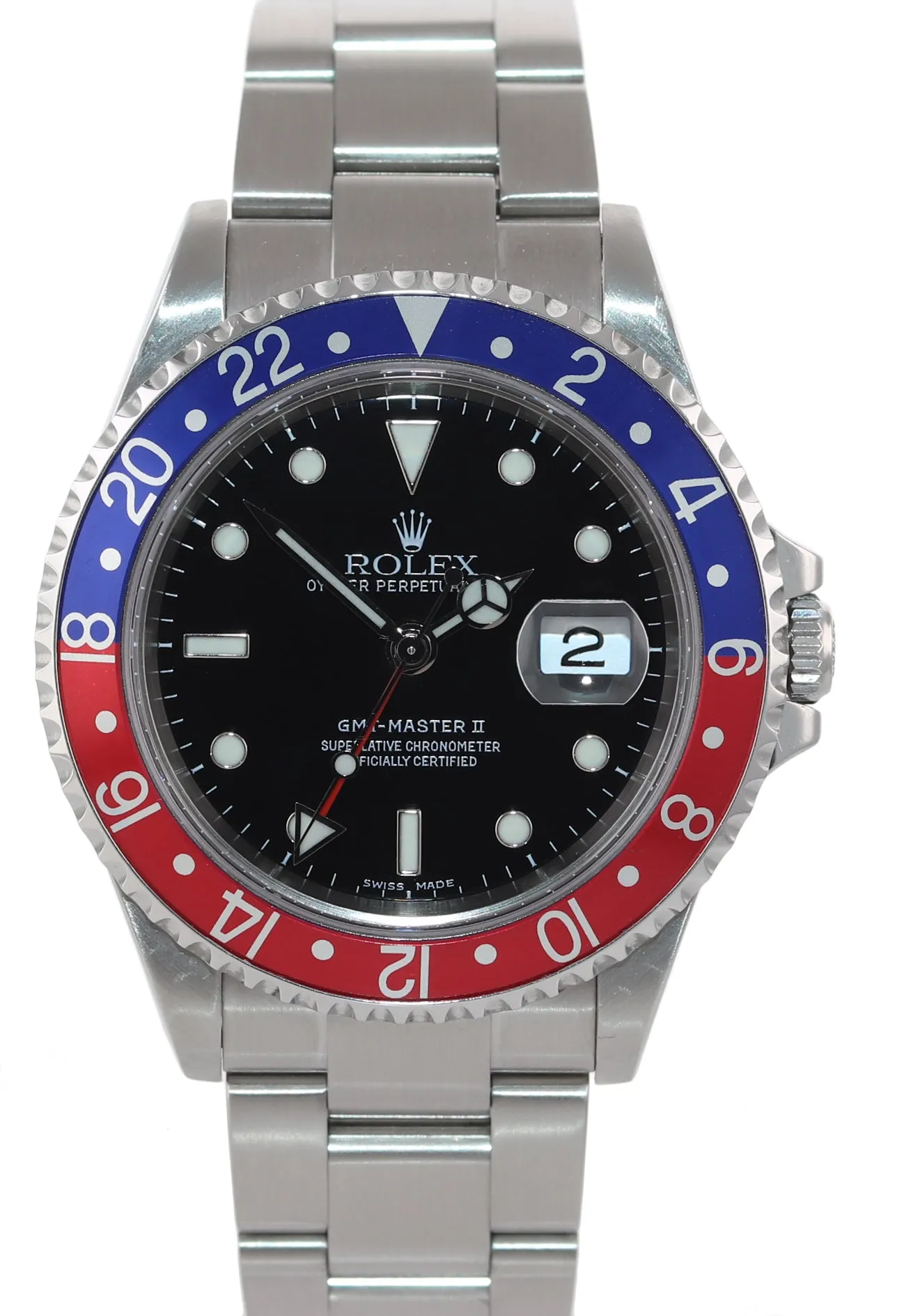 2006 PAPERS Rolex GMT-Master 2 Pepsi Blue Red Steel 16710 40mm NO HOLES Watch