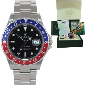 2006 PAPERS Rolex GMT-Master 2 Pepsi Blue Red Steel 16710 40mm NO HOLES Watch