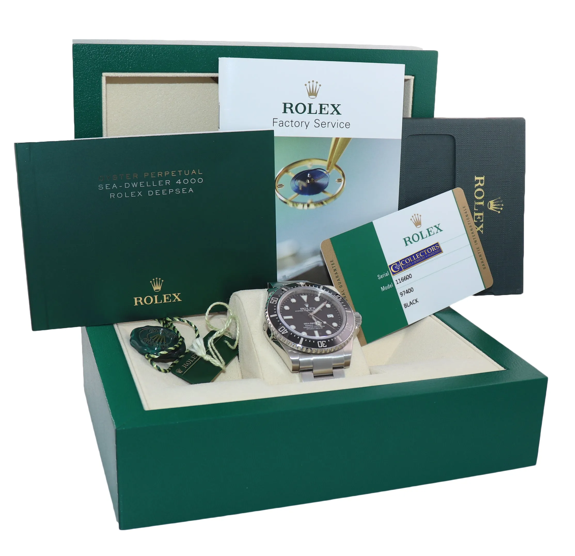 2015 PAPERS Unpolished Rolex Sea-Dweller Black Ceramic 116600 Steel SDK Watch