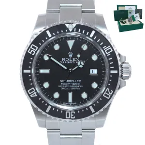 2015 PAPERS Unpolished Rolex Sea-Dweller Black Ceramic 116600 Steel SDK Watch