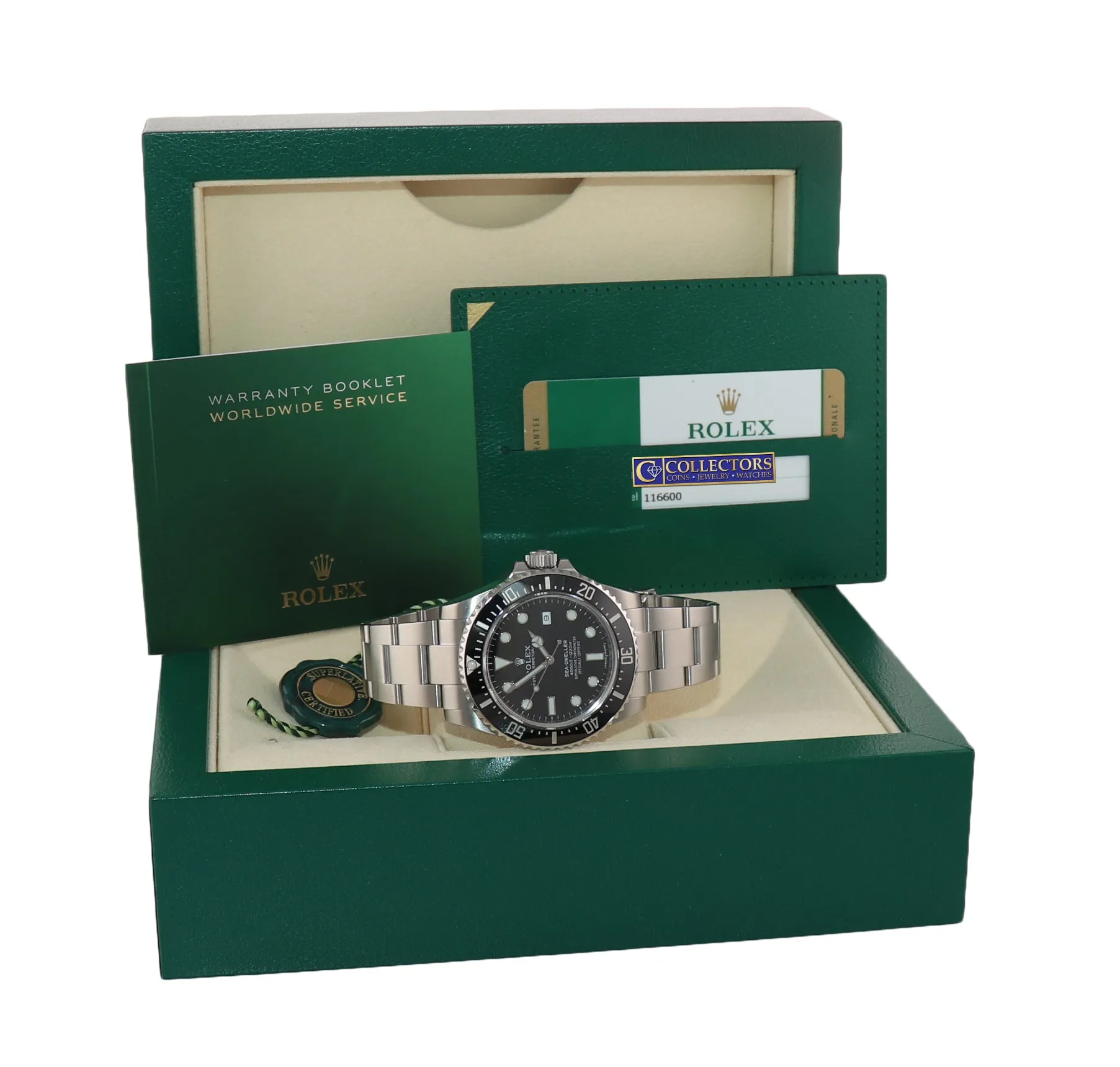 2017 PAPERS Unpolished Rolex Sea-Dweller Black Ceramic 116600 Steel SDK Watch