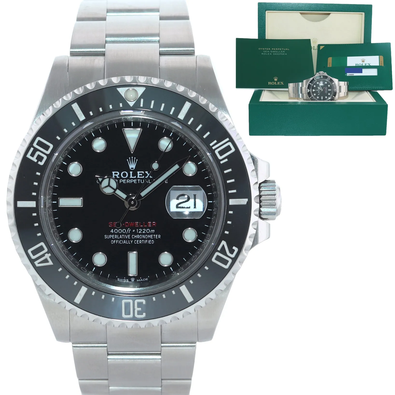2019 PAPERS MK2 Rolex Sea-Dweller RED Ceramic 126600 Steel 43mm Watch Box