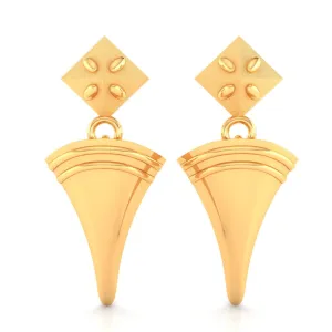 22KT (916) Yellow Gold Cone-shaped Dangle Drop Earrings