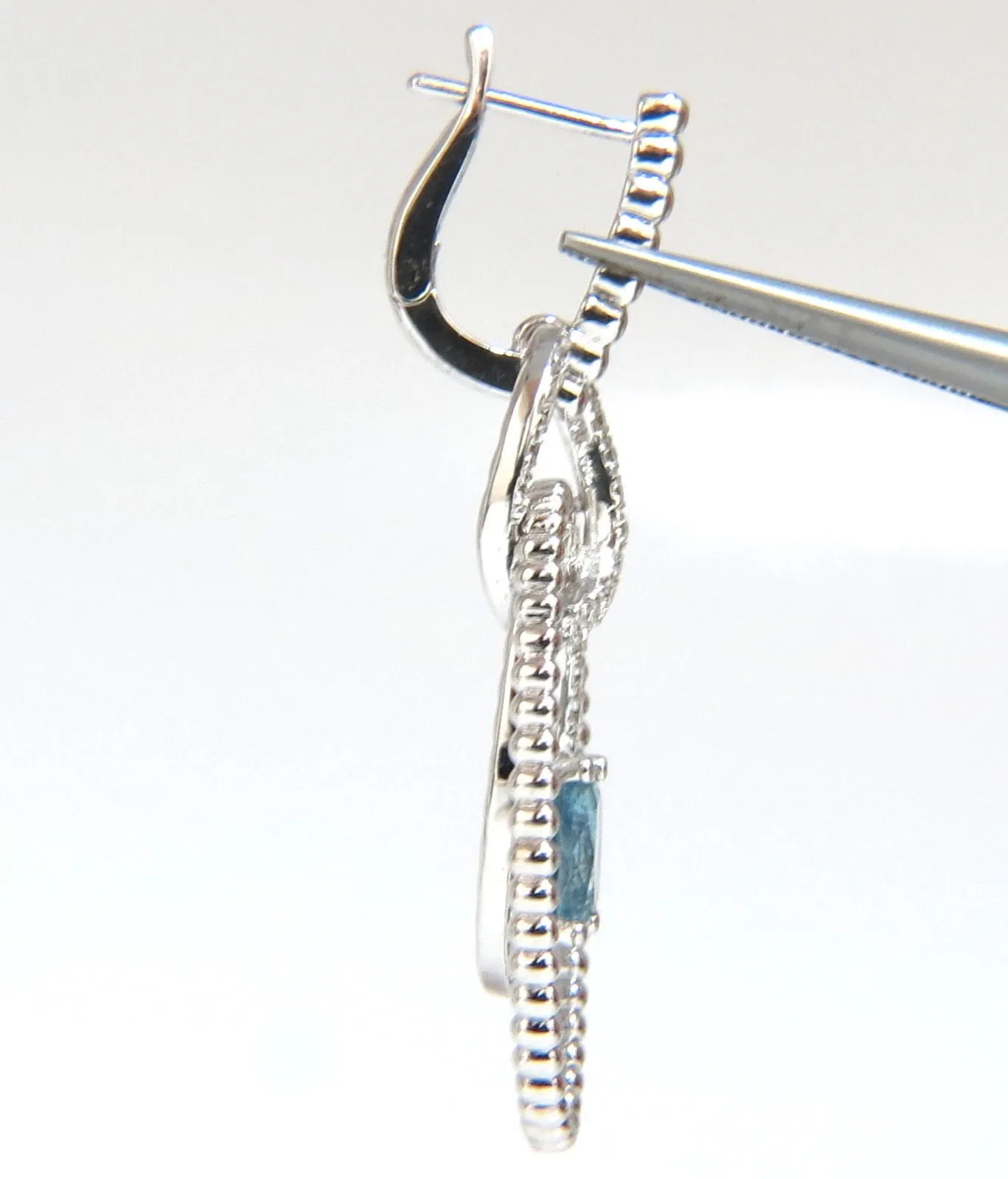 3.52ct natural blue aquamarine diamonds dangle earrings 14kt Dangle Loops