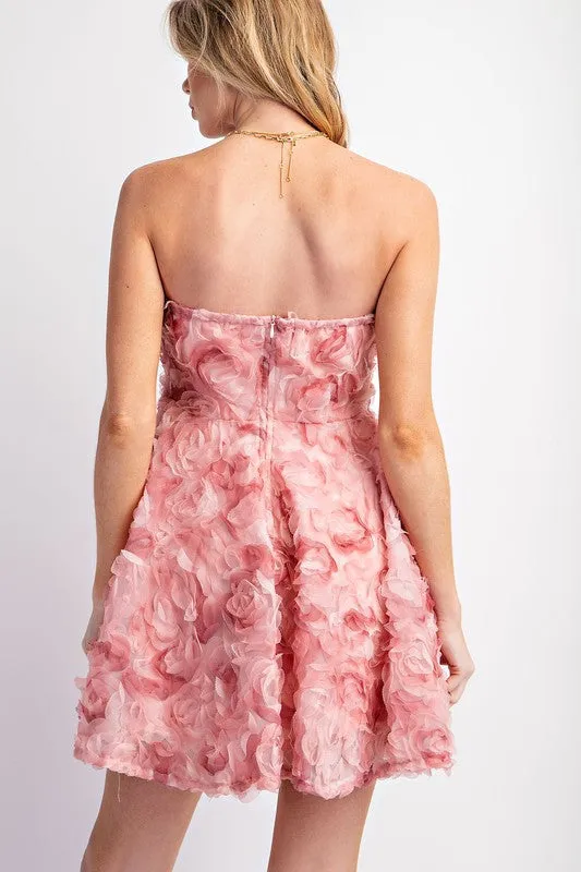 3D Floral Applique Flare Mini Dress