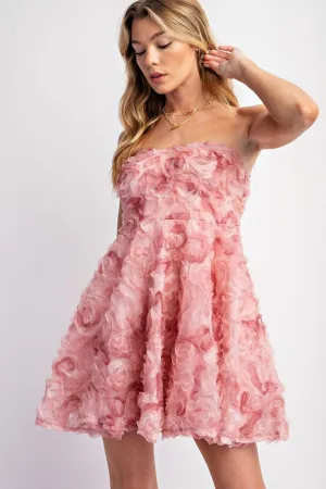 3D Floral Applique Flare Mini Dress
