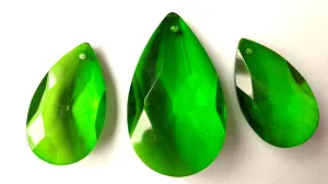 3pc Dark Green Teardrop Chandelier Crystals, Green Set For Princess Crown