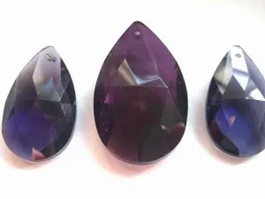 3pc Dark Purple Teardrop Chandelier Crystals, Purple Set For Princess Crown