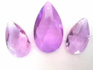 3pc Lilac Teardrop Chandelier Crystals, Lavender Set For Princess Crown