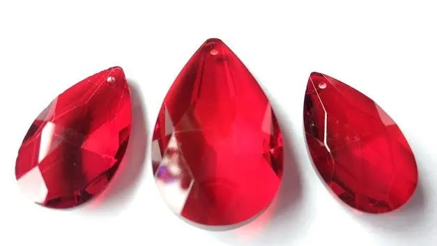 3pc Red Teardrop Chandelier Crystals, Red Jewel Set For Princess Crown