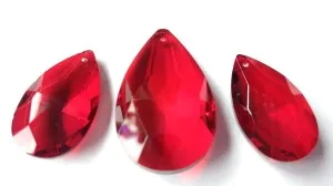 3pc Red Teardrop Chandelier Crystals, Red Jewel Set For Princess Crown