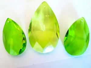 3pc Spring Green Teardrop Chandelier Crystals, Lime Green Set For Princess Crowns