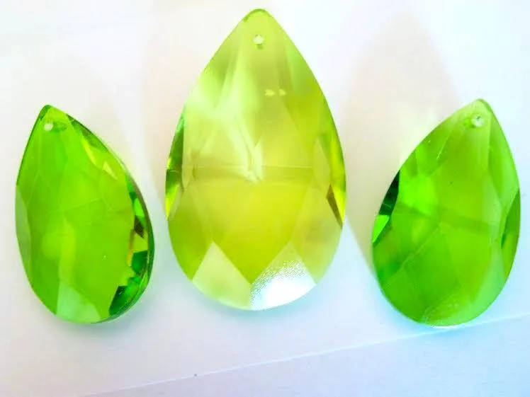 3pc Spring Green Teardrop Chandelier Crystals, Lime Green Set For Princess Crowns