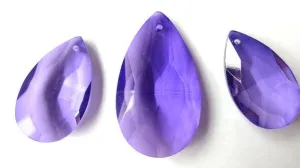 3pc Violet Teardrop Chandelier Crystals, Purple Set For Princess Crowns
